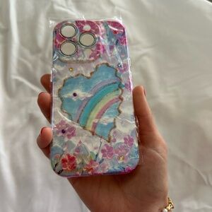 iPhone 15 Pro Phone Case Rainbow Sparkle Gems Textured New